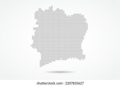 Ivory Coast Map - World map vector template with square pixel thin black and outline sketch style isolated on white background for education, infographic, design - Vector illustration eps 10