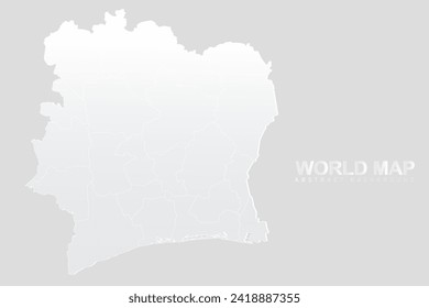 Mapa de Costa de Marfil - Plantilla vectorial del Mapa Mundial con Alto detalle incluyendo color gradiente blanco y gris y color de contorno blanco aislado en fondo gris - Ilustraciones vectoriales 10