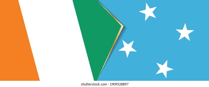 Ivory Coast and Micronesia flags, two vector flags symbol of relationship or confrontation.