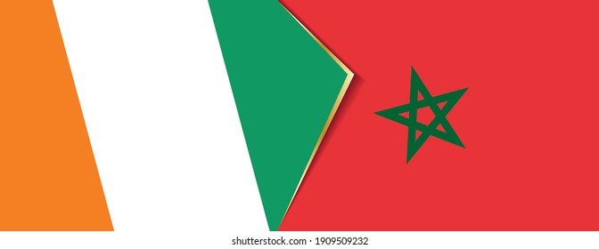 Ivory Coast and Morocco flags, two vector flags symbol of relationship or confrontation.