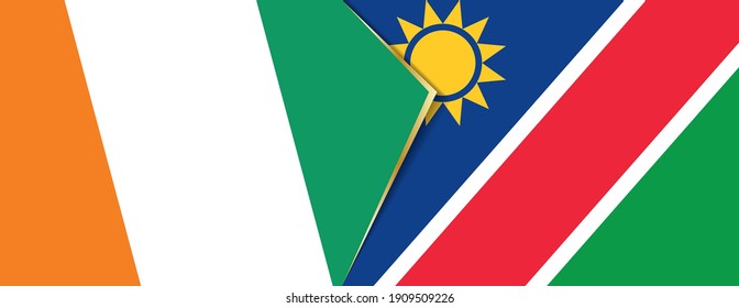 Ivory Coast and Namibia flags, two vector flags symbol of relationship or confrontation.