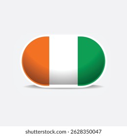 Ivory Coast national flag button vector