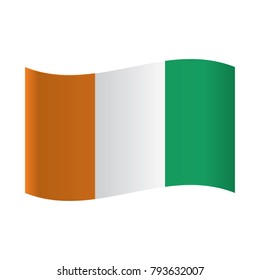 Ivory Coast national flag, Isolated flag of Ivory Coast, Vector illustration.