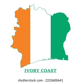Ivory Coast National Flag Map Design, Illustration Of Ivory Coast Country Flag Inside The Map 