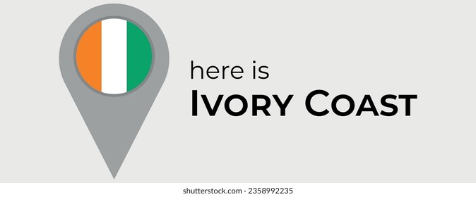 Ivory Coast national flag map marker pin icon illustration