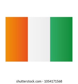 Ivory Coast national flag on white background texture. Vector illustration state symbol.