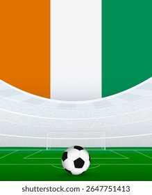 Ivory Coast National Football Theme, Stadium and Soccer Ball. Soccer Match Concept in Ivory Coast. Ideal for use in sports event promotions, football themed designs, and tournament advertisements.