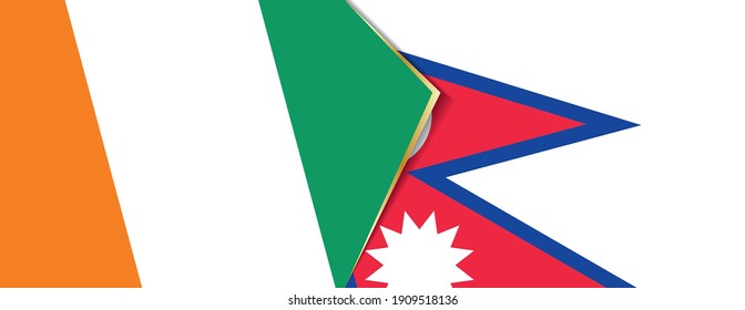 Ivory Coast and Nepal flags, two vector flags symbol of relationship or confrontation.