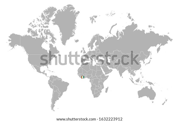 Ivory Coast On Detailed World Map Stock Vector Royalty Free