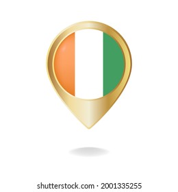 Ivory Coast on golden pointer map, Vector illustration eps.10