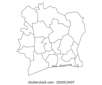 ivory Coast outline map. detailed isolated vector country border contour map on white background.