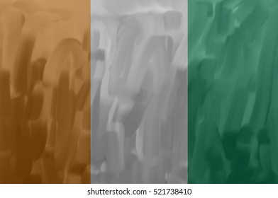 Ivory Coast painted / drawn vector flag. Dramatic, unusual look. Vector file contains flag and texture layers
