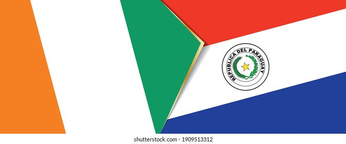 Banderas de Costa de Marfil y Paraguay, dos banderas vectoriales símbolo de relación o enfrentamiento.