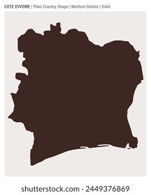 Ivory Coast plain country map. Medium details. Solid style. Shape of Ivory Coast. Vector illustration.
