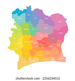 Ivory Coast political map of administrative divisions