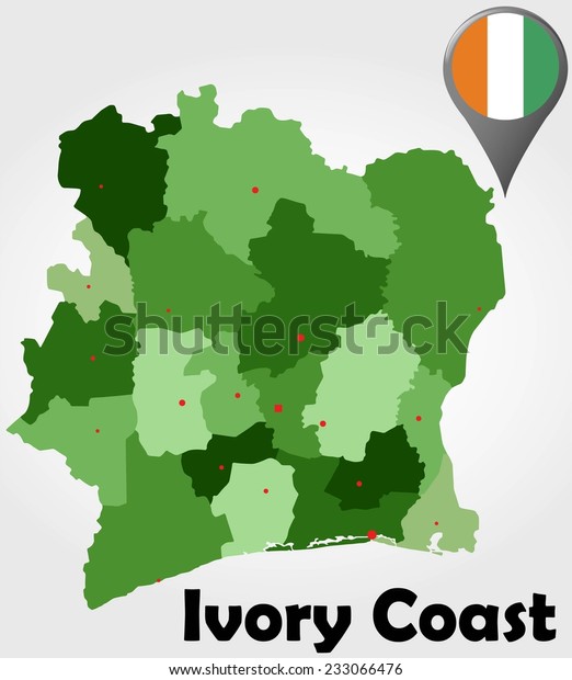 Ivory Coast Political Map Green Shades Stock Vector Royalty Free Ivory Coast Political Map Green 600w 233066476