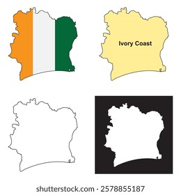 Ivory Coast region map vector illustration design