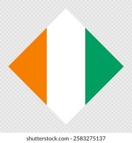 Ivory Coast rhombus flag. Vector illustration.