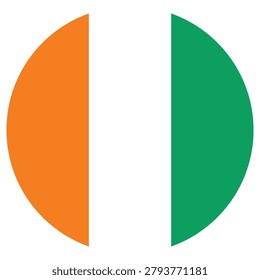 Ivory Coast Round Flag Icon High Quality National Flag Isolated on Transparent Background