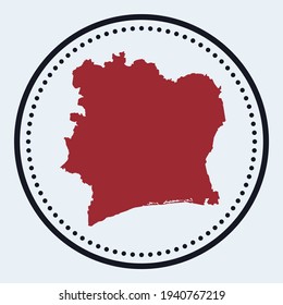Sello redondo de Costa de Marfil. Logo redondo con mapa del país y título. Elegante placa mínima de Costa de Marfil con mapa. Ilustración vectorial.
