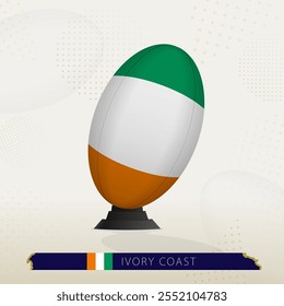 Ivory Coast Rugby Ball on Rugby Kicking Tees with Modern Design. Illustration perfect for sports, national pride, and rugby-related projects.