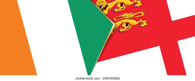 Die Flagge der Elfenbeinküste und die Flagge des Schwarzen Meeres, zwei Vektorfahnen Symbol der Beziehung oder Konfrontation.