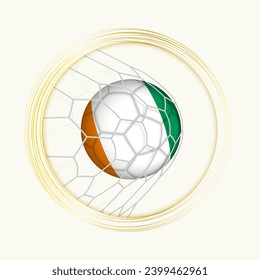 Ivory Coast scoring goal, abstract football symbol with illustration of Ivory Coast ball in soccer net. Vector sport illustration.