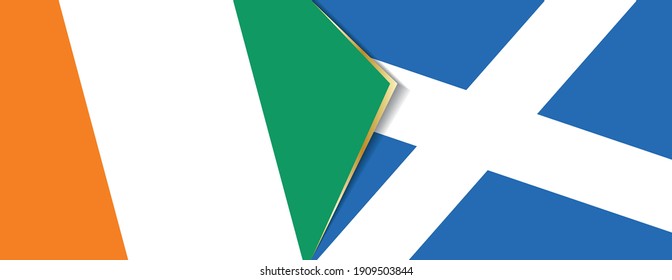 Ivory Coast and Scotland flags, two vector flags symbol of relationship or confrontation.