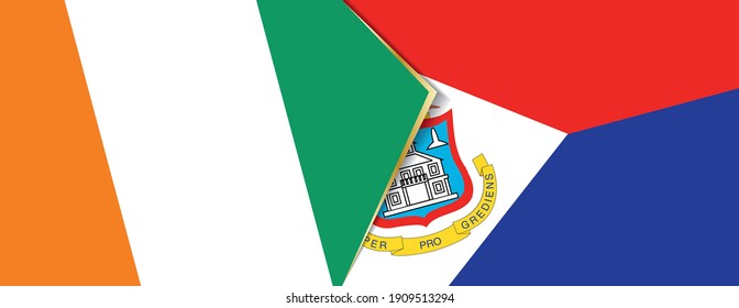 Ivory Coast and Sint Maarten flags, two vector flags symbol of relationship or confrontation.