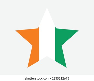 Ivory Coast Star Flag. Côte d'Ivoire Star Shape Flag. Ivorian Country National Banner Icon Symbol Vector Flat Artwork Graphic Illustration