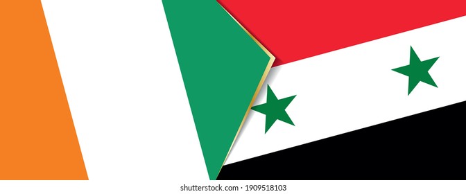 Ivory Coast and Syria flags, two vector flags symbol of relationship or confrontation.