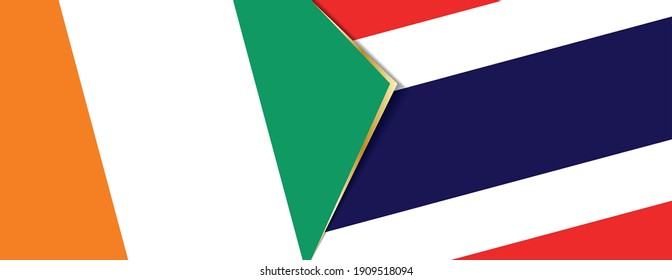 Ivory Coast and Thailand flags, two vector flags symbol of relationship or confrontation.