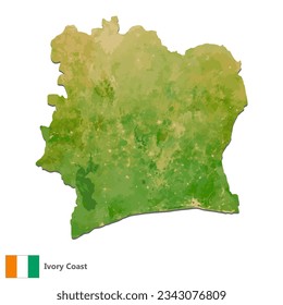 Ivory Coast Topography Country  Map Vector