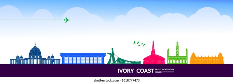 
Ivory Coast travel destination grand vector illustration. 
