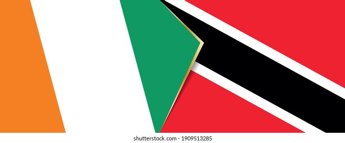 Ivory Coast and Trinidad and Tobago flags, two vector flags symbol of relationship or confrontation.