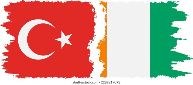 Costa de Marfil y Turquía conexión de banderas gruesas, vector