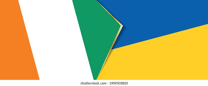 Ivory Coast and Ukraine flags, two vector flags symbol of relationship or confrontation.