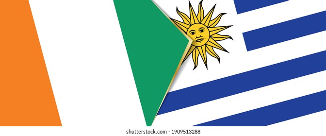 Côte d'Ivoire und Uruguay Flaggen, zwei Vektorflaggen Symbol für Beziehung oder Konfrontation.