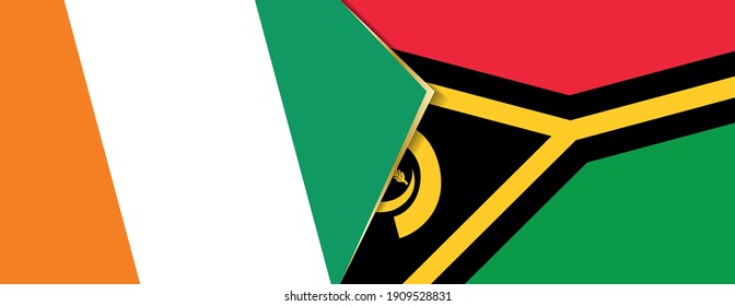Banderas de Costa de Marfil y Vanuatu, dos banderas vectoriales símbolo de relación o enfrentamiento.
