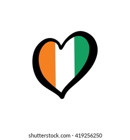 Ivory Coast Vector Flag Inside Heart. 