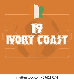 IVORY COAST vector illustration, map with soccer ball