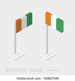 Ivory Coast vector set of isometric flat icons, 3D style, differ