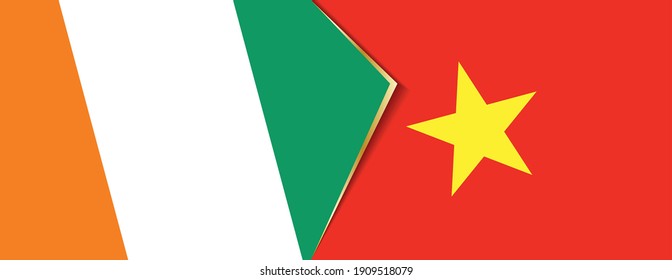 Ivory Coast and Vietnam flags, two vector flags symbol of relationship or confrontation.