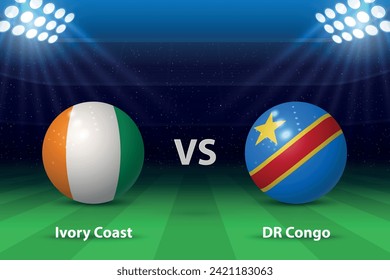 Costa de Marfil vs RD Congo. knockout Etapa semifinal África 2023, Plantilla de gráficos de difusión de marcador de fútbol