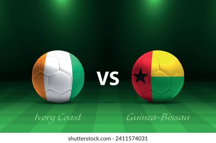 Ivory Coast vs Guinea-Bissau football scoreboard broadcast template for soccer africa tournament 2023