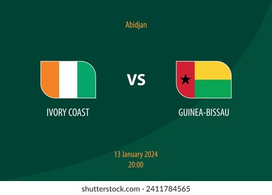 Ivory Coast vs Guinea-Bissau football scoreboard broadcast template for soccer africa tournament 2023