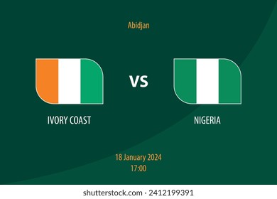 Ivory Coast vs Nigeria football scoreboard broadcast template for soccer africa tournament 2023