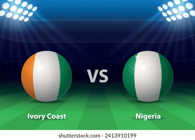 Ivory Coast vs Nigeria Football scoreboard broadcast graphic soccer template