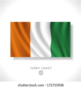 Ivory coast waving flag isolated against white background, vector illustration 