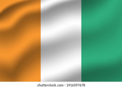 Ivory coast waving flag vector editable
